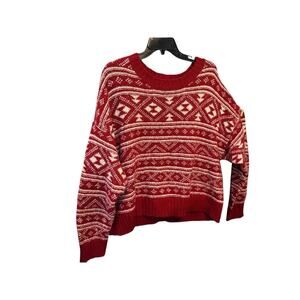 American Eagle Sweater Fairisle Snowdrift Knit Red White XL